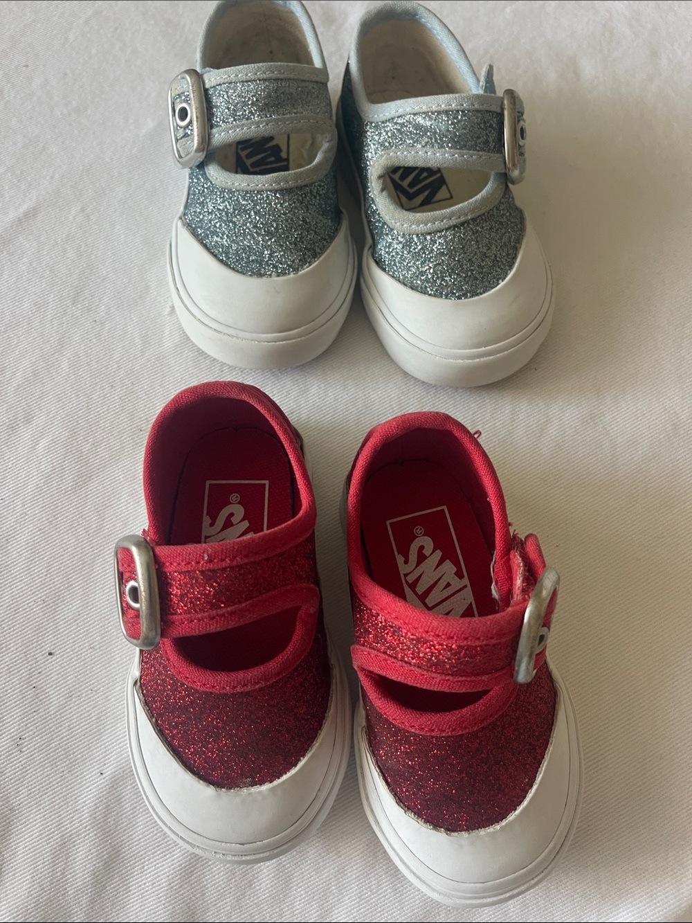 Vans 2 pairs Girls Size 4 Baby Glitter Mary Jane Sneakers - Never Worn
